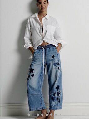 Anthropologie Pilcro relaxed pull-on barrel star jeans